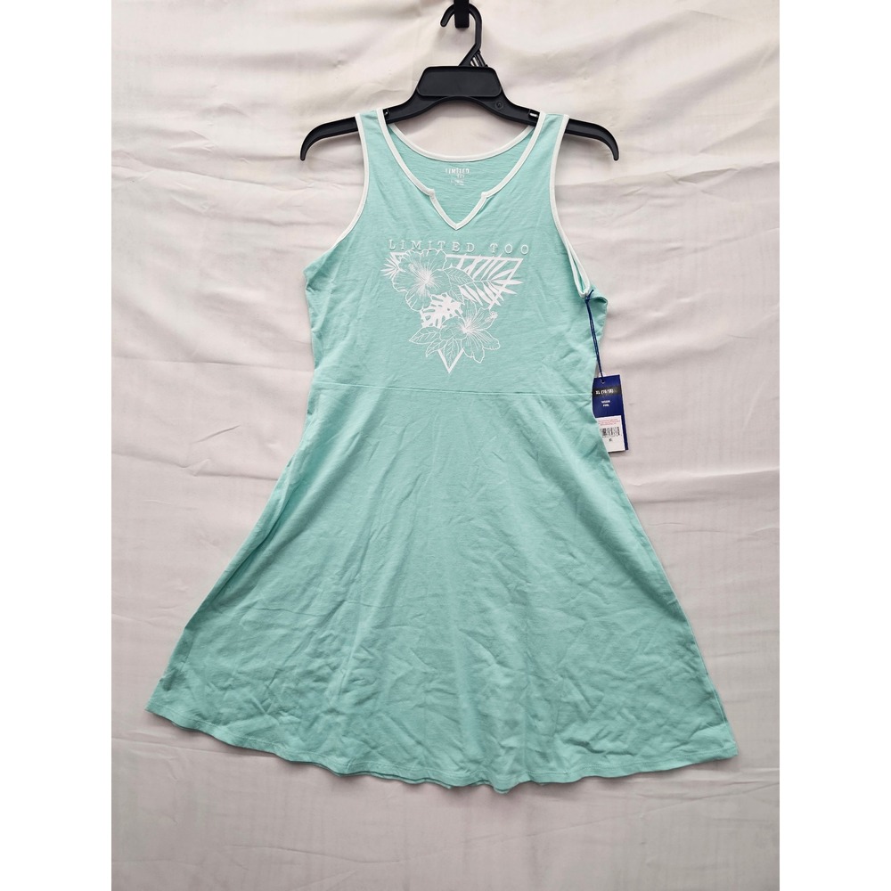 Limited Too Girls Sleeveless Graphic Dress Blue Cotton Casual Size XL
